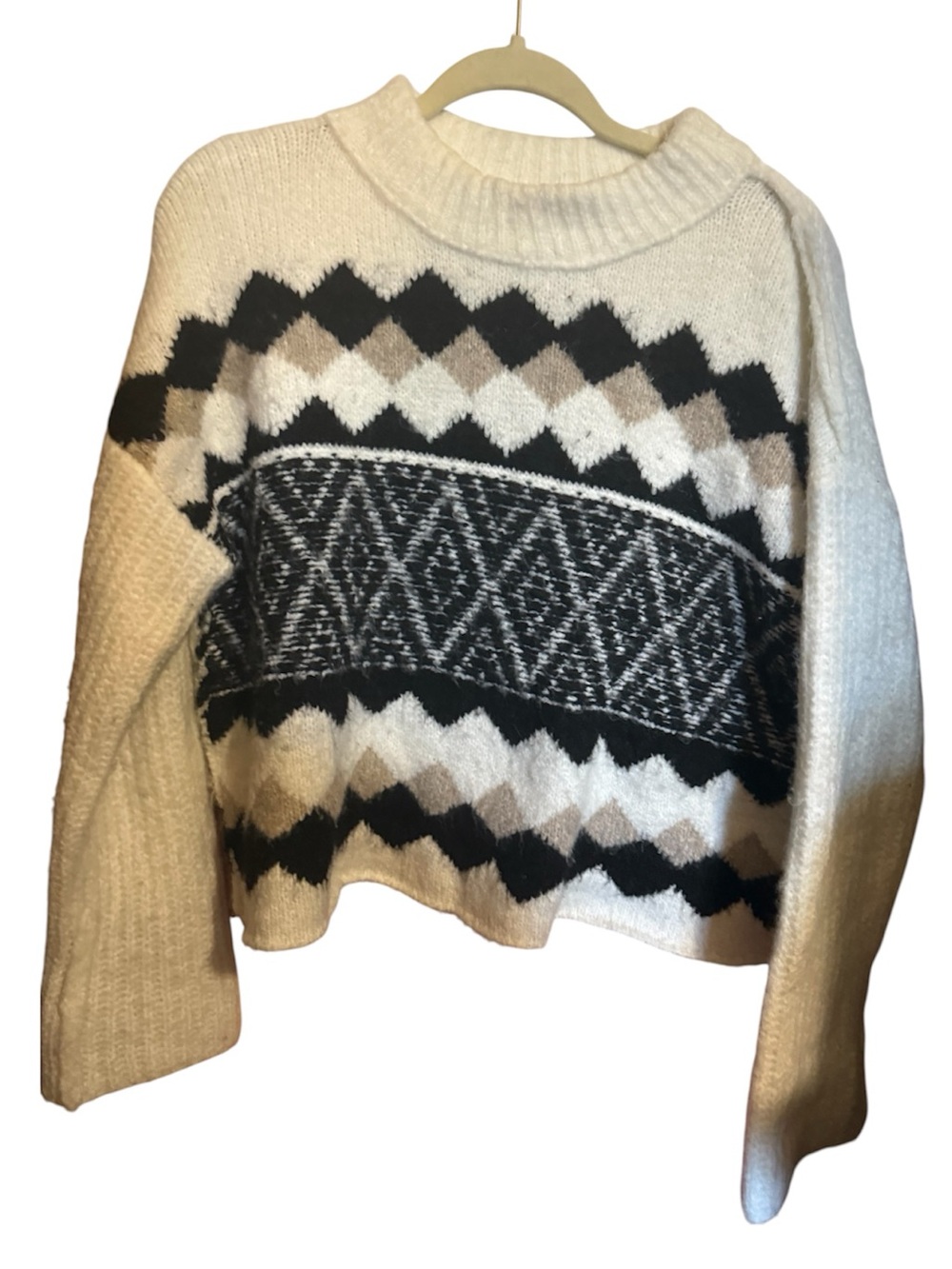 Elan cropped Soft long sleeve Sweater oversized small ladies